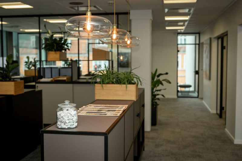 A modern office space.