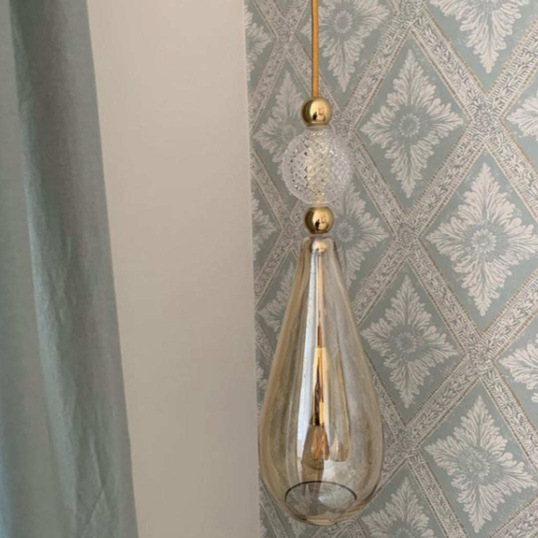 Smykke Pendant lamp M Crystal swirl Golden smoke ball