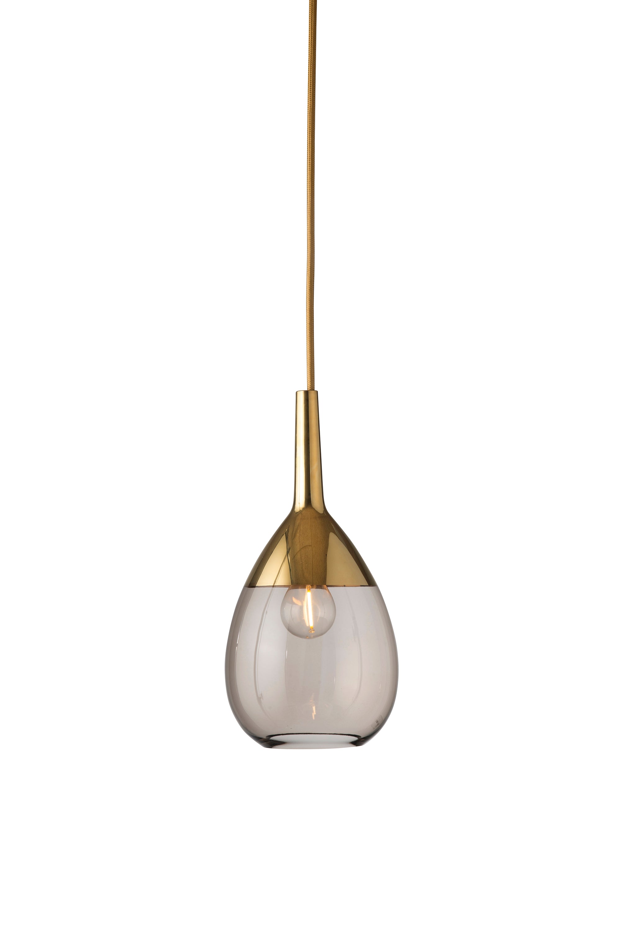 Lute Pendant lamp S Chestnut brown Gold