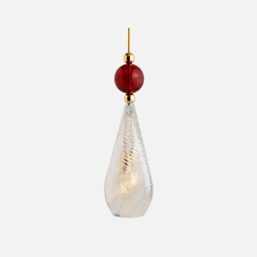 Smykke Pendelleuchte L Crystal Swirl Ruby Ball