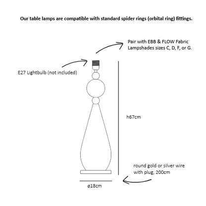 Smykke Table/floor lamp base L Crystal swirl Golden smoke ball